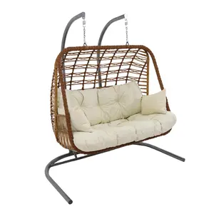 Meubles de jardin faits à la main intérieur bois macramé moderne extérieur adulte double siège patio balançoires suspendu chaise support - Product Image 1