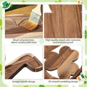 Tablas de Cortar de Madera con Forma de Trébol, Bandejas para Servir, Decoraciones para el Día de San Patricio, Artículos para Fiestas - Product Image 2