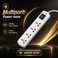 JIUJI JJSVA-FC4 Multiprise 4 prises USB avec protection contre les surtensions et réglage de la tension/courant pour réfrigérateur