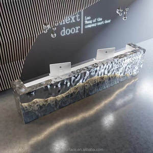 Società di Design di lusso hotel servizio bancone tavolo moderno cassiere <span class=keywords><strong>salone</strong></span> di bellezza piccolo banco della reception <span class=keywords><strong>con</strong></span> <span class=keywords><strong>pietra</strong></span> di roccia - Product Image 1