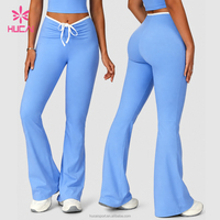 Leggings de Yoga Hucai Personalizados, Elásticos en 4 Direcciones, Transpirables, con Cordón Ajustable, Cintura en V, Corte Acampanado, para Gimnasio, Pilates, Pantalones de Yoga Acampanados para Mujer