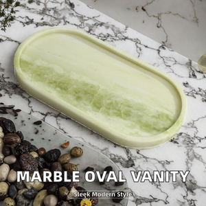 Bandeja Ovalada de Mármol Natural Pulido, Organizador Decorativo de Piedra para Baño, Lavabo, Aromaterapia, Joyería, Muebles para el Hogar, Villa - Product Image 2