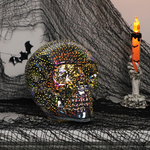 Forniture per feste teschi di vetro di Halloween decorazione esterna LED testa di fantasma di Halloween