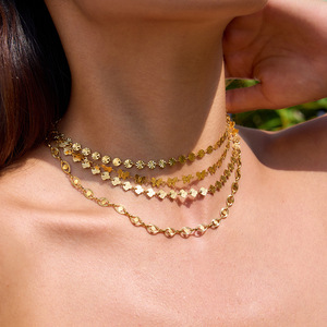 Collar de Cadena con Flores de Acero Inoxidable y Oro de 18K, Diseño Geométrico Hecho a Mano, Uso Diario, Origen Jinhua - Product Image 3