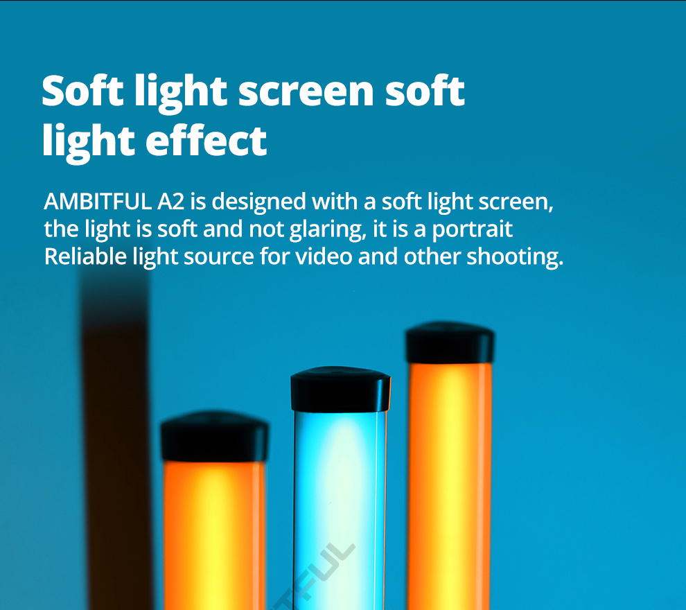 AMBITFUL A2 RGB 2500-8500K RGB LED Video Stick Tube Light, CRI 95+ TLCI 97 +,Built-in APP Lithium Battery Magnetic Function