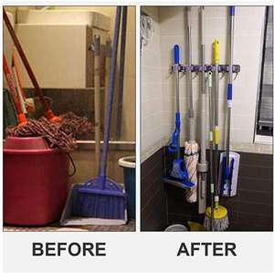 Stainless Steel Garden Tool Rack <b>Storage</b> Organizer Wall Mount Mop Broom Hanger Holder Multifunction Cleaning Tools Bolt - Product Image 5