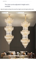 Lustre en cristal de luxe pour grande villa, lampe de banquet, hall d'hôtel, salon, suspension de plafond, hauteur réglable