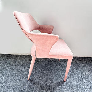 Dining Chair Velvet Pink And Gray <b>Backrest</b> Modern Nordic Style Home Office Use - Product Image 3