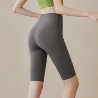 Celana Yoga Lima Titik, Celana Pendek Lari Warna Peach Tipis Pinggang Tinggi untuk Musim Panas, Set Wanita, Pakaian Fitness, Bersepeda