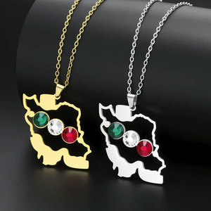 Collier étanche en acier inoxydable doré pour femme, bijoux en diamant, collier 2026 plaqué or 18 carats avec carte de l'Iran pour femme - Product Image 1