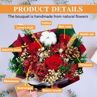 TC Productos de esquema de color de Navidad Regalo Rosas rojas y verdes Decoraciones Ramos de rosas preservadas Conjunto de regalo Ramo de flores eternas