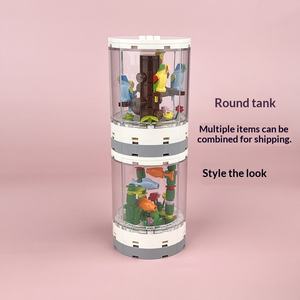 Bloques de Construcción de Partículas Pequeñas MOC, Caja Redonda para Observación de Peces, Escena Urbana, Decoración Neutral para Sala de Estar, Adorno Interior - Product Image 1