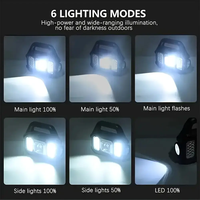 Lanterne de camping solaire LED rechargeable avec projecteur COB latéral, 6 modes, batterie externe USB, lampe de travail portable d'urgence