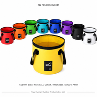 Seau pliable personnalisé avec logo, 20 L, sac à eau en PVC imperméable avec poignée noire, essentiels de voyage pour le camping, la pêche, le lavage de voiture