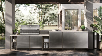 Armoires de cuisine personnalisées fabriquées en Chine, prêtes à assembler, armoires de cuisine extérieures en acier inoxydable avec barbecue