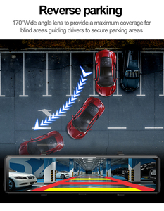 12 inch phía trước phía sau ống kính kép màn hình cảm ứng gương chiếu hậu Xe DVR 2K Dash Cam với GPS tầm nhìn ban đêm ngược Dash máy ảnh - Product Image 6