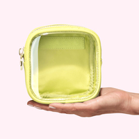 Vente en gros de petites pochettes à monnaie transparentes en PVC de couleur bonbon, pochette mini transparente en nylon