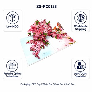 Handmade 3D Pop Up Cherry Blossom Greeting Card <b>Paper</b> Craft Floral Bird Gift Card Custom Design Holiday Decor - Product Image 6