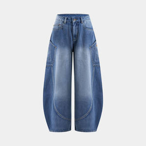 <span class=keywords><strong>Jeans</strong></span> Larghi da <span class=keywords><strong>Uomo</strong></span> Vintage di Alta Qualità, Eco-Friendly, Traspiranti, in Denim Grezzo, Oversize, Lavaggio Scuro, Gamba Larga, 100% Cotone, Inverno Primavera - Product Image 3