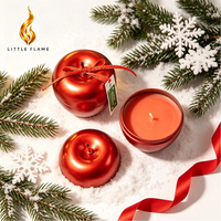 Bougie parfumée de Noël en gros sous marque privée, en forme de pomme rouge, en boîte métallique, en cire de soja, pour la maison, parfum d'ambiance, article en vrac