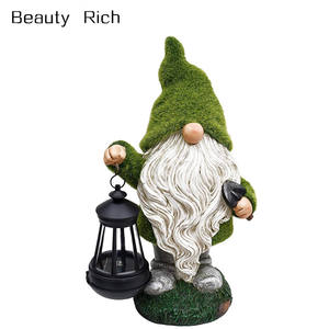 Polyresin/Resin Flocked <strong>Garden</strong> <strong>Gnome</strong> Statue, <strong>Large</strong> Outdoor <strong>Gnome</strong> with Solar Lights, Funny <strong>Garden</strong> Figurines for Outdoor Home Yard - Product Image 1