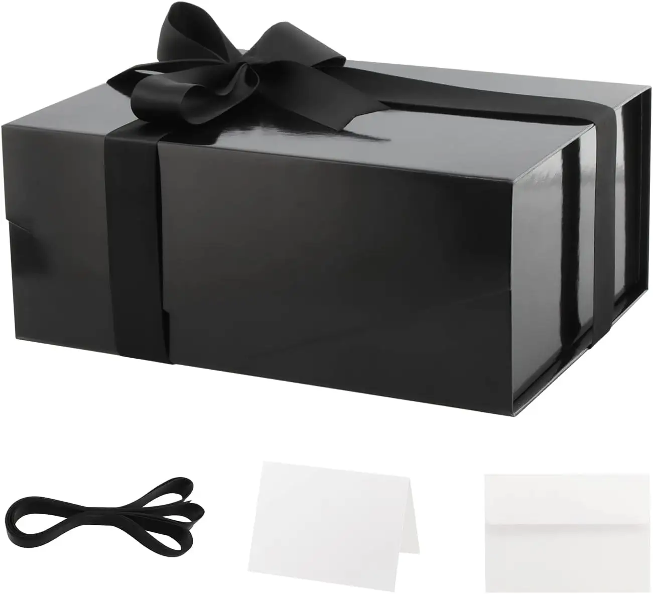 Black box with silk wholesale custom low price folding box paper hardboard gift box set for women