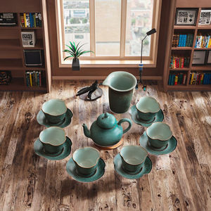 Juego de té de cerámica cocida al horno Retro japonés para sala de estar doméstica estilo de diseño moderno pequeña <span class=keywords><strong>tetera</strong></span> <span class=keywords><strong>y</strong></span> taza de Kung Fu - Product Image 2