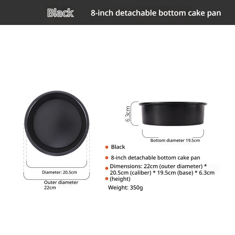 (Negro) Molde de fondo vivo de 8 pulgadas