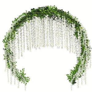 Guirnalda de Flores Artificiales de Glicinia, 100cm-200cm, de Seda Blanca, para Decoración de Techos de Boda, Decoración de Interiores y Exteriores - Product Image 5