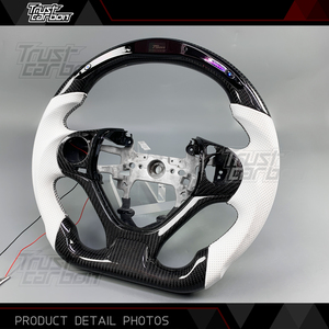 <span class=keywords><strong>Volante</strong></span> LED de Fibra de Carbono Personalizado para <span class=keywords><strong>Honda</strong></span> <span class=keywords><strong>Civic</strong></span> 9ª Generación 2011-2015 con Empuñaduras de Cuero Perforado Blanco, Compatible con 8ª, 10ª, 11ª Generación y CR-V - Product Image 3