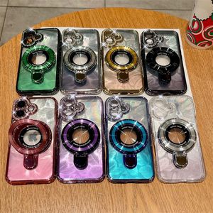 Da donna con placcatura magnetica a forma di piuma di diamante porta retro custodia <span class=keywords><strong>per</strong></span> <span class=keywords><strong>iPhone</strong></span> <span class=keywords><strong>11</strong></span> 12 13 14 15 16 Pro Max 16 Plus <span class=keywords><strong>Cover</strong></span> morbida in TPU - Product Image 1