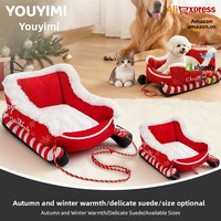 Lit d'hiver pour chien et chat en forme de traîneau de Noël, en polyester, lavable, portable, durable, sans assemblage requis, pour usage intérieur