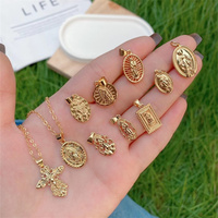 Collier pendentif en or plaqué 24 carats San Judas Santa Muerte, zirconium arc-en-ciel pavé, pendentif Vierge Marie, cadeaux catholiques en gros