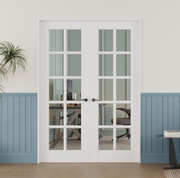 Porte intérieure moderne à battant français, 24"x 80", 1 vitre double transparente, noyau massif blanc, non finie, pour garde-manger, placard, chambre