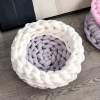 Lit pour chat fait main à prix d'usine, rond, en crochet épais, nid en laine tressée, technique DIY, style point de croix, motif animal, OEM ODM