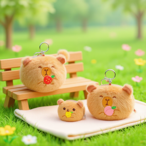 Portamonete in peluche Capibara della serie Fruit, 11x12 cm, portachiavi per bambini e donne - Product Image 2