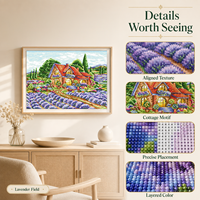 Kit de Peinture Diamant Imprimé Jardin de Lavande + Art Floral Naturel + Diamants Scintillants Spéciaux + DIY 5D Écologique Relaxant