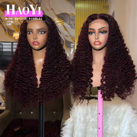 Perruque frontale HD sans colle en cheveux humains indiens bruts, alignés sur les cuticules, bouclés style Buméen, pour femmes noires