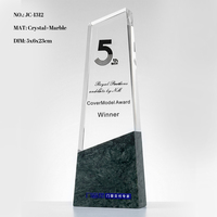 Nouveau trophée créatif en cristal avec base en marbre, gravure laser personnalisée, finition polie, reconnaissance d'équipe, coffret cadeau d'entreprise