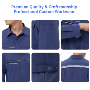 Ropa protectora de trabajo de manga corta de verano personalizada, traje de camuflaje de <span class=keywords><strong>soldador</strong></span> de algodón y poliéster, uniforme resistente a la ropa de trabajo - Product Image 4