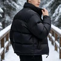 Veste décontractée pour homme à col montant, fermeture éclair sur le devant, rembourrée de duvet 700, classique et brodée
