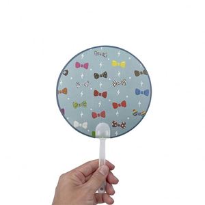 Wholesale Plastic Round Shape Custom Logo <b>Mini</b> Manual Handheld <b>Fan</b> for Advertising - Product Image 1
