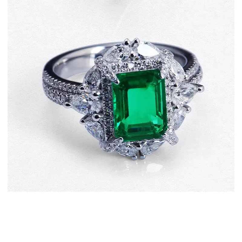 Anillo de piedras preciosas de plata esterlina s925 con anillo de diamante Esmeralda, anillo de piedras preciosas coloridas para mujer, modelos personalizados