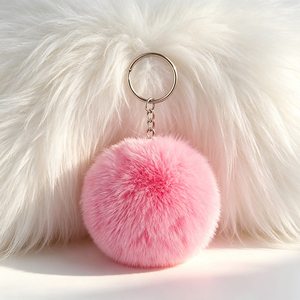 Llavero de pompón de piel sintética suave y colorido, adorno para mochila y bolso para mujer - Product Image 3