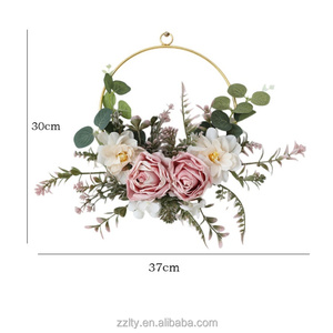 Corona de Eucalipto y Rosas de Estilo Nórdico, Flor Artificial <span class=keywords><strong>para</strong></span> Decoración del Hogar, Bodas, Fotografía y Exteriores - Product Image 3