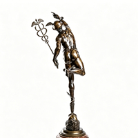 Sculpture en bronze grandeur nature du dieu grec messager, moulée avec des détails réalistes pour la décoration de jardins et de places publiques