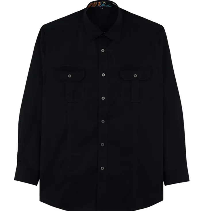 Men's Dress Shirts Solid Long Sleeve Stretch Formal Shirt Business Black Shirts