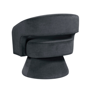 Sillón Giratorio Moderno de Lujo, 1 Pieza, Tapicería de Terciopelo Gris Oscuro, Madera Maciza, Elegante, para Sala de Estar, Mueble Suave para el Hogar - Product Image 4