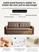 Modernes Minimalistisches Leder-Polsterbett mit Kiefernholzrahmen, Multifunktionales Klappbett für Kleine Apartments