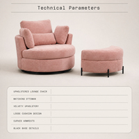 Fauteuil pivotant mauve avec repose-pieds en tissu peluche, fauteuil d'appoint rotatif pour salon, vente en gros, directement de l'usine